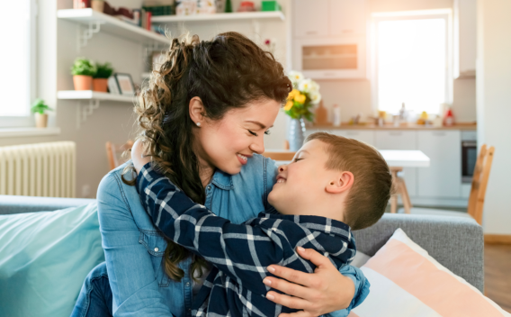 Mother and Son Hugging